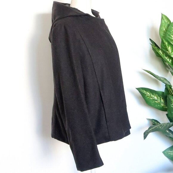 J. Crew Charcoal Grey Wool Long Sleeve Short Coat with Hood Size L Large - Picture 4 of 9